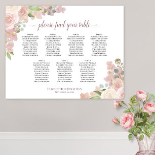 Poster Gráfico de Sentados Florais de Casamento Boho Cor-
