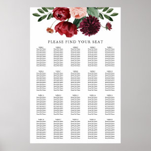 Poster Gráfico de Sentados Florais de Casamentos de Qued