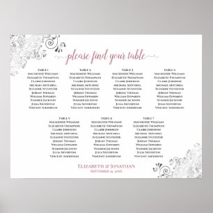 Poster Gráfico de Sentos de Casamento Branca e Rosa
