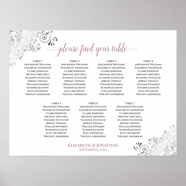 Poster Gráfico de Sentos de Casamento Branca e Rosa (Frente)