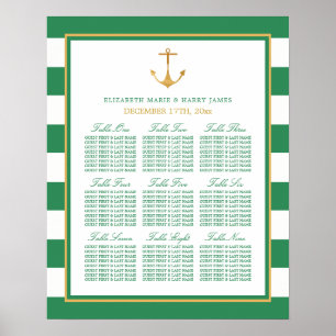 Poster Gráfico de Sentos de Casamento de Âncoras Douradas