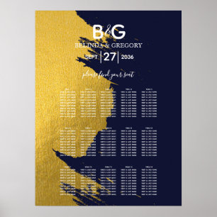 Poster Gráfico de Sentos de Casamento de Casamentos Azul