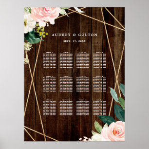 Poster Gráfico de Sentos de Casamento de Madeira com Russ