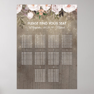 Poster Gráfico de Sentos de Casamento de Madeira Floral R