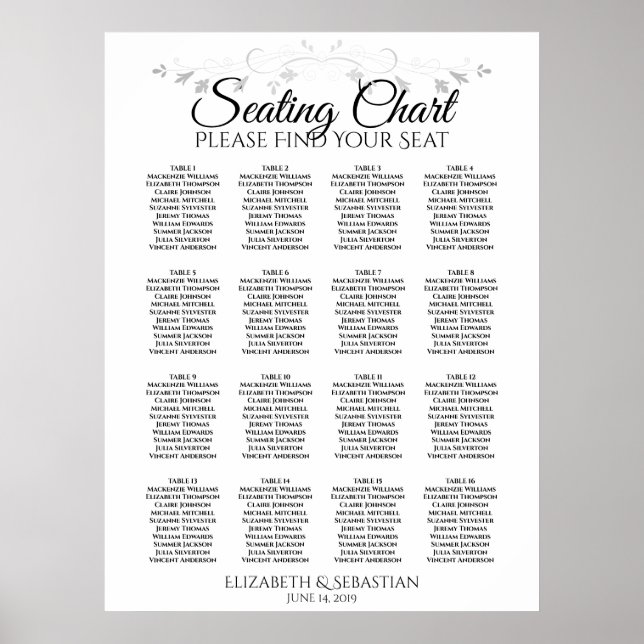 Poster Gráfico de Sentos de Casamento de Mesa Silver Fili (Frente)