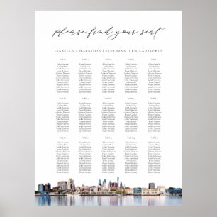 Poster Gráfico de Sentos de Casamento de Skyline Pintado