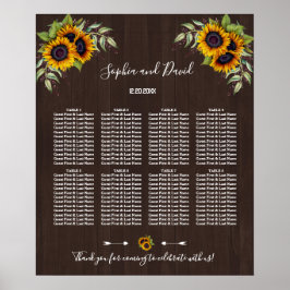 Poster Gráfico de Sentos de Casamento Romântico Girassóis
