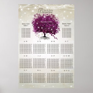 Póster Gráfico de Sentos de Folha de Coração Roxo