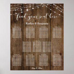 Poster Gráfico de Sentos de Recepção de Luzes de Madeira 