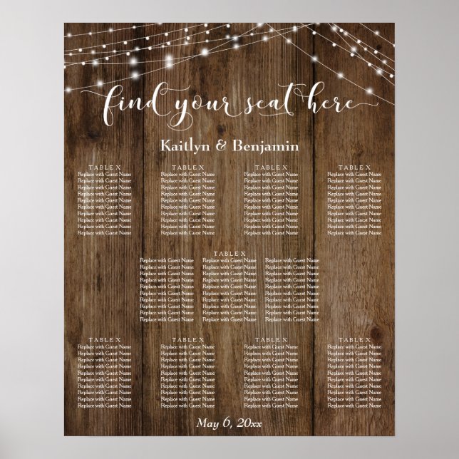 Poster Gráfico de Sentos de Recepção de Luzes de Madeira  (Frente)