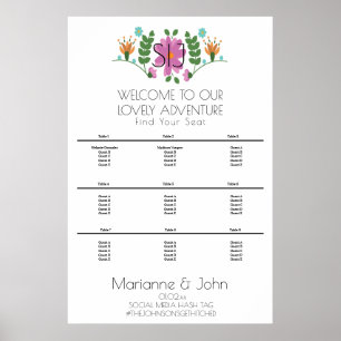 Poster Gráfico de Sentos do Logotipo de Casamento Rosa-F