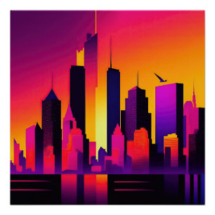 Póster Gráfico de Skyline NYC Moderno
