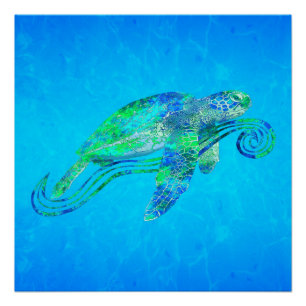 Póster Gráfico de Tartaruga do Mar