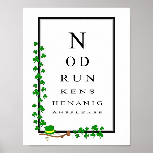 Poster Gráfico de Teste de Olhos Irlandeses Engraçado Sem (Frente)