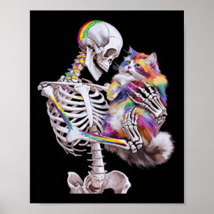 Poster Gráfico De Tinta Colorida E Arte De Esqueleto