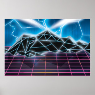 Póster gráfico de videogame retrô dos anos 80
