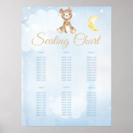Poster Gráfico do assento do Chá de fraldas do Urso Azul