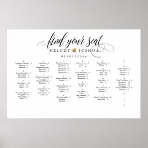 POSTER GRÁFICO DO CORAÇÃO DOURADO FAUX, ALFABÉTICO