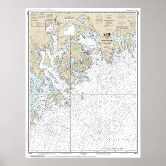 Poster Gráfico do Francês e do Blue Hill Bays e Abordagen (Frente)