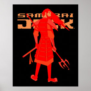 Poster Gráfico do Guerreiro Vermelho Samurai Jack