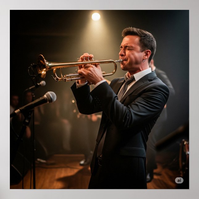 Poster Gráfico do jogador de trompetes ao vivo (Frente)