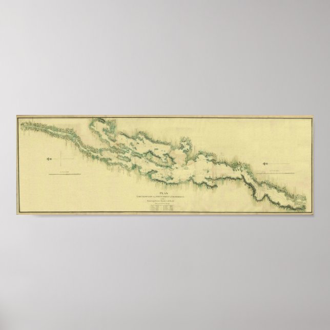 Poster Gráfico do lago Champlain em 1779 (Frente)