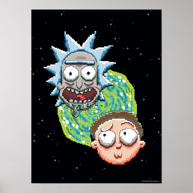 Poster Gráfico do Rick Pixelverse e do Portal Morty (Frente)