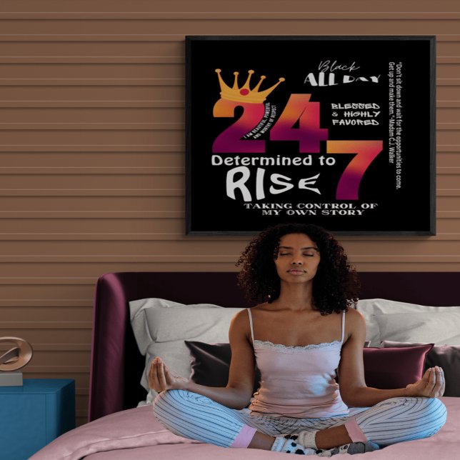 Póster Gráfico do Slogan Preto 24/7 (Criador carregado)