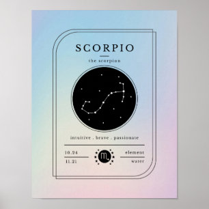 Poster Gráfico do Zodíaco Escorpião Gradiente Pastel