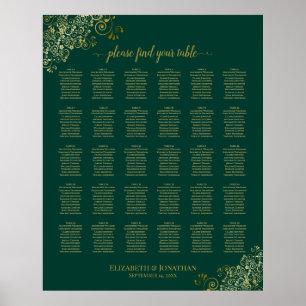 Poster Gráfico Dourado 30 de Casamento de Mesa Emerald G
