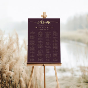 Poster Gráfico Dourado de assentos alfabéticos da Borgo