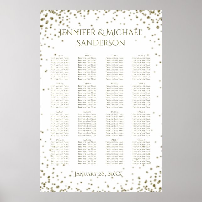 Poster Gráfico Dourado de assentos Confetti (Frente)