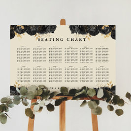 Poster Gráfico Dourado de Assentos de Casamento de Rosas 