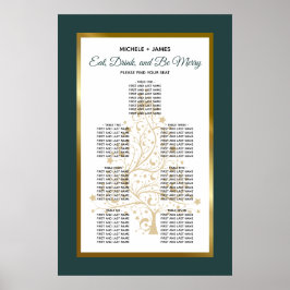Poster Gráfico Dourado de Assentos do Casamento no invern
