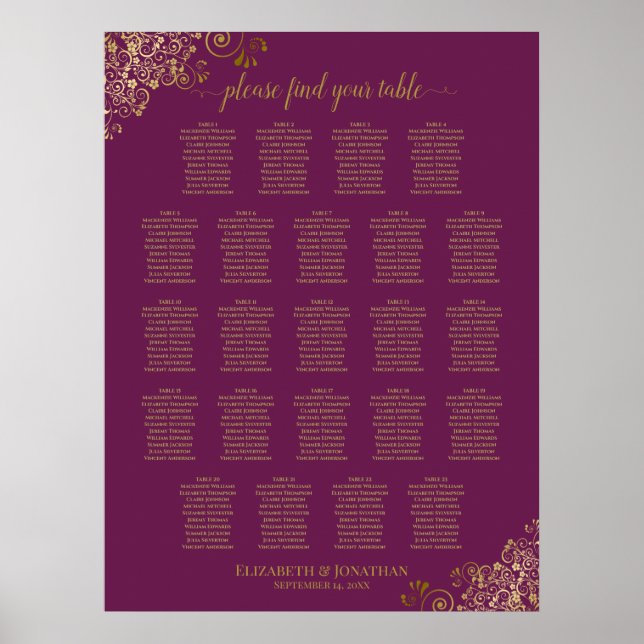 Poster Gráfico Dourado de Casamento de Casamento de Mesa  (Frente)