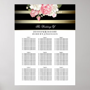 Póster Gráfico Dourado de Casamento Floral de Casamento P