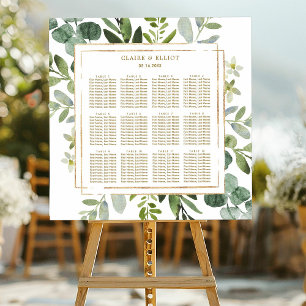 Poster Gráfico Dourado de Casamento Verde Botânico