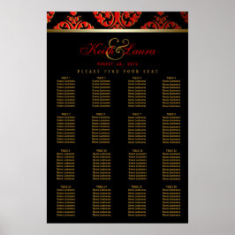 Poster Gráfico Dourado de Casamento Vermelho Negro