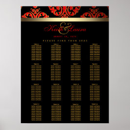 Poster Gráfico Dourado de Casamento Vermelho Negro