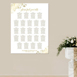 Poster Gráfico Dourado de Casamentos Brancos 23 Mesas