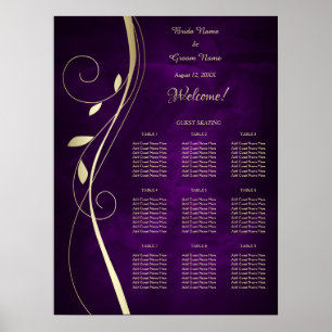 Poster Gráfico Dourado de Casamentos com Púrpura