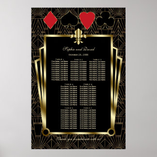 Poster Gráfico Dourado de Casino de Casino de Arte Deco d
