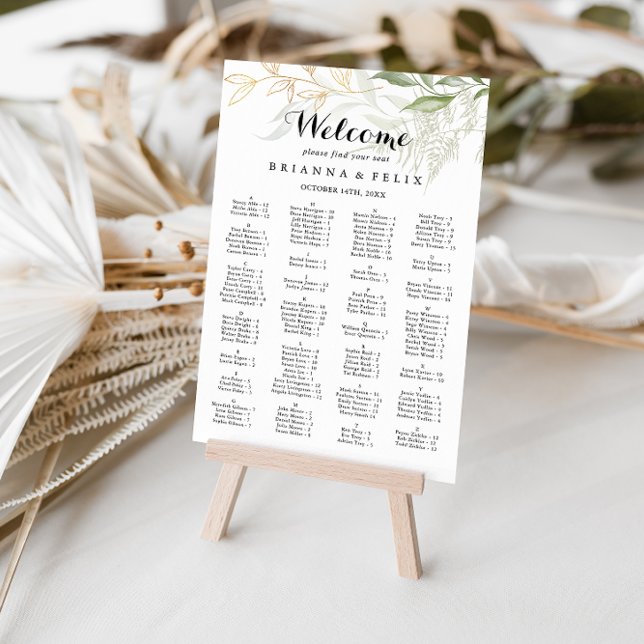 Poster Gráfico Dourado de lugares alfabéticos verdes (Criador carregado)