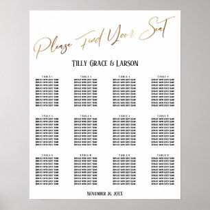 Poster Gráfico Dourado de Recepção de casamento de Escrit