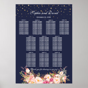 Poster Gráfico Dourado de Sentados de Casamento de Flore