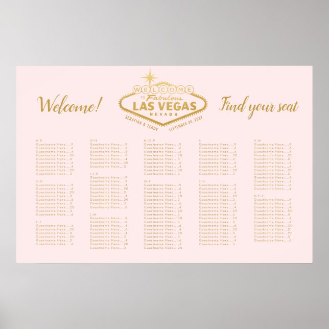 Poster Gráfico Dourado de Sentados Elegante Las Vegas (Frente)
