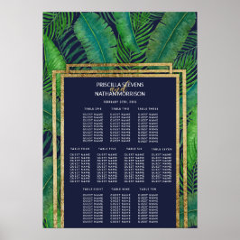 Poster Gráfico Dourado de Sentos Azuis Verde da Árvore Pa