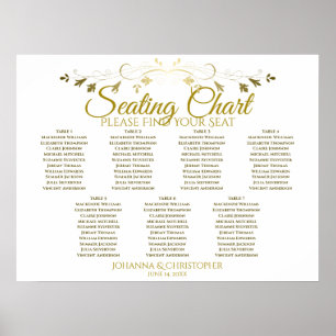 Poster Gráfico Dourado e Branco Elegante 7 Mesa Casamento