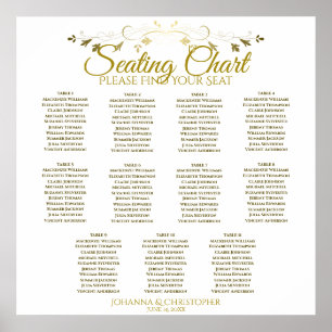 Poster Gráfico Dourado e Branco Simples 11 Mesa Casamento