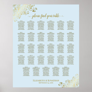 Poster Gráfico Dourado e Pó Azul 29 Mesa
